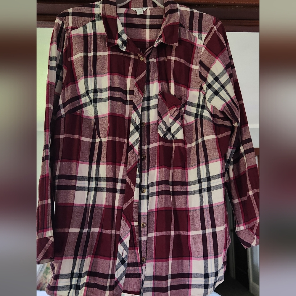 Long Sleeve Lightweight Plaid Womens Shirt